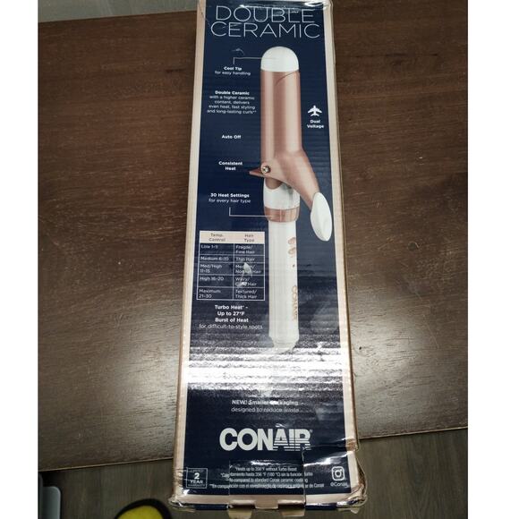 Conair NEW in Box Double Ceramic Rose Gold 1.5 Inch Curling Iron - Picture 5 of 7